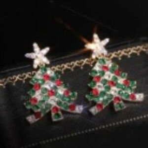 Rhinestone Set Star Christmas Tree Tassel Earrings Sweet Shrink Long Earrings